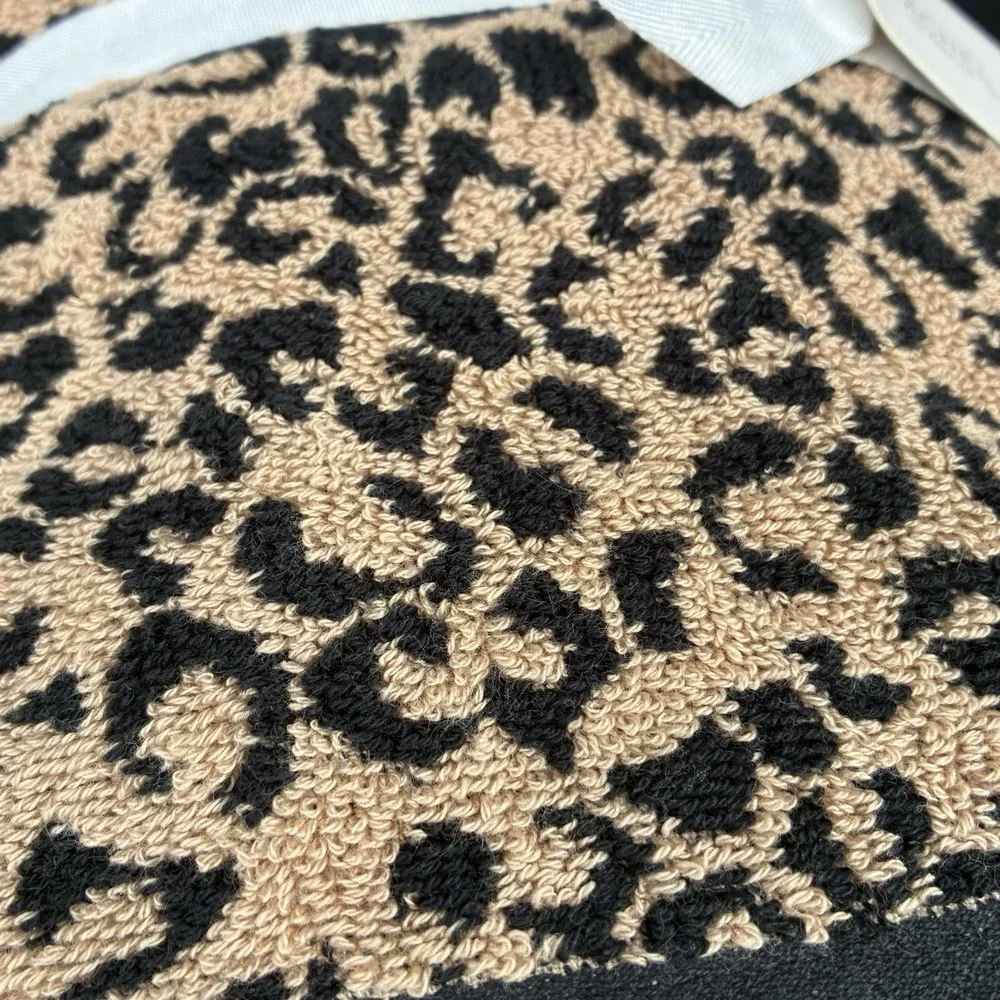 RACHEL ZOE  100% Cotton SET 2 HAND Towels REVERSIBLE LEOPARD PRINT NEW AUTHENTIC